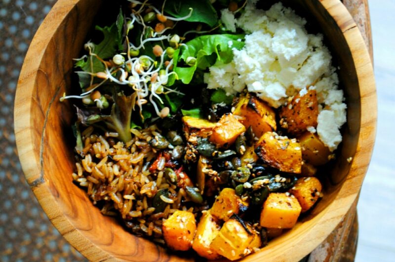 Warm Lentil and Roasted Vegetable Bowl With Tahini Dressing