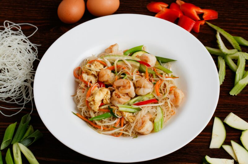 One Pan Garlic Butter Prawns With Courgette Noodles