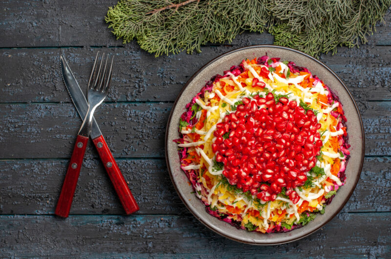Lebanese Fattoush Salad with Pomegranate Dressing