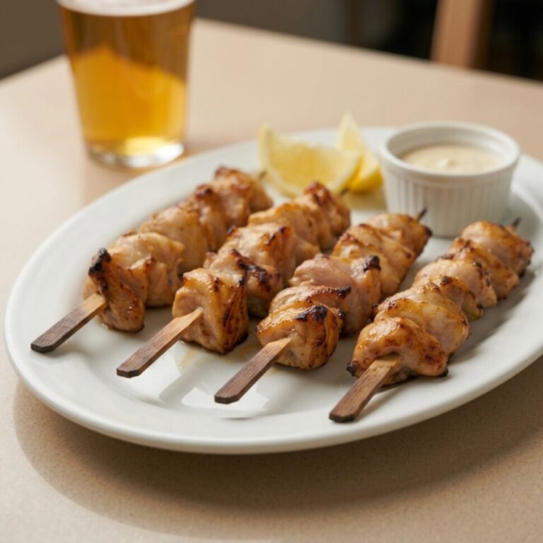 Chicken skewers placed in a single layer inside an air fryer basket without overlapping