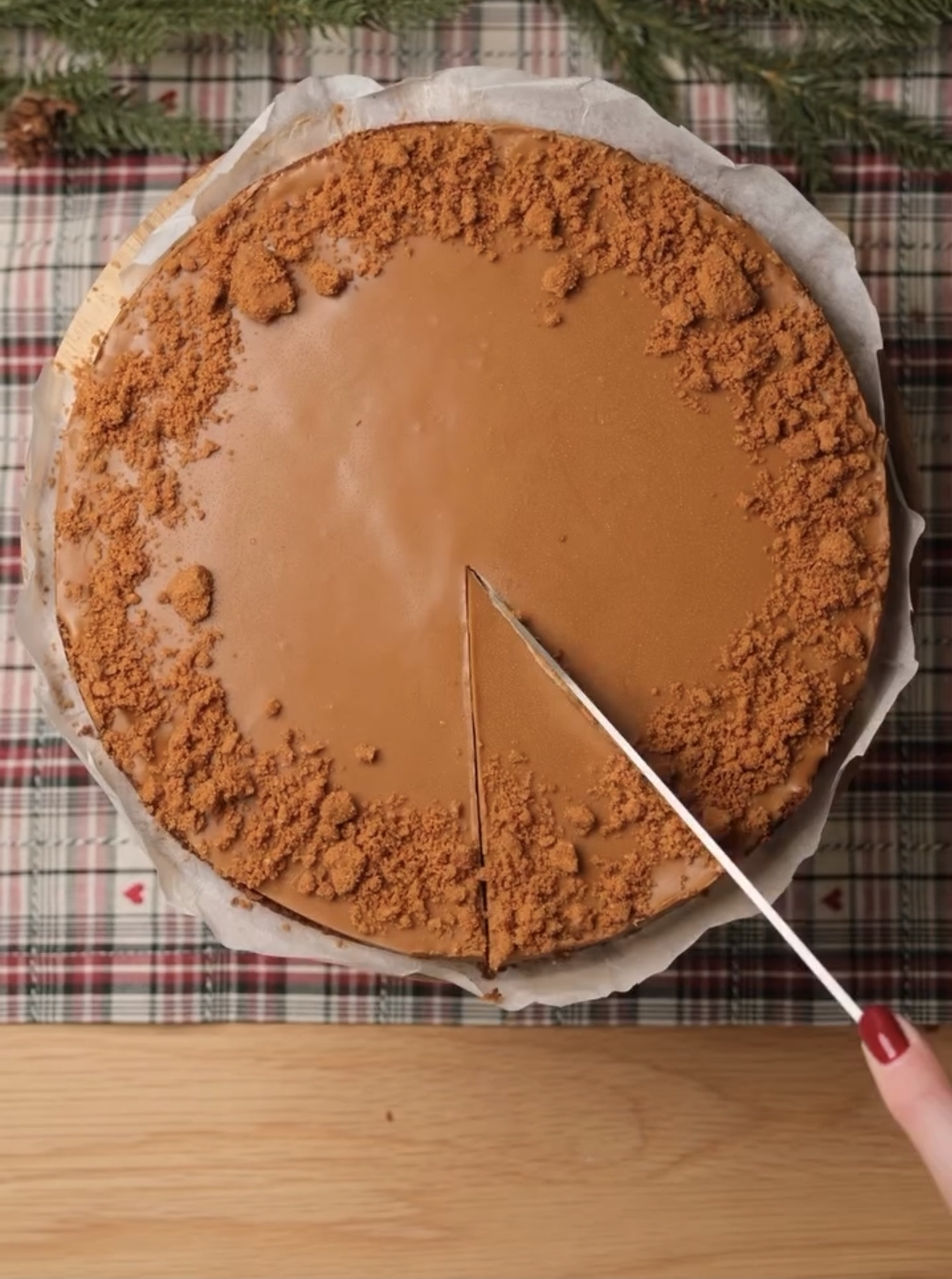 biscoff cheesecake cooling in pan after baking process