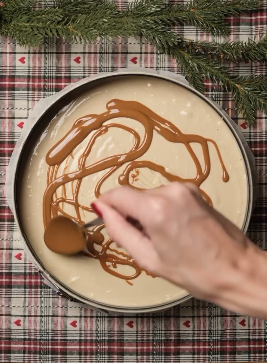 biscoff cheesecake baking slowly in oven until set