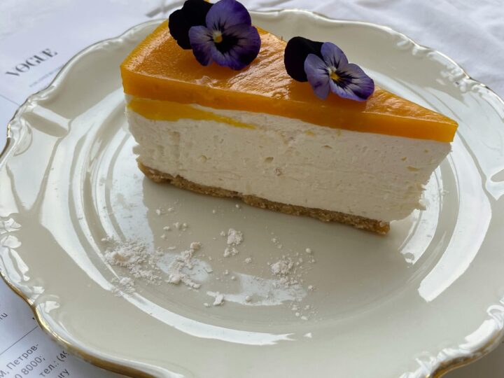 No-Bake Mango Coconut Cheesecake