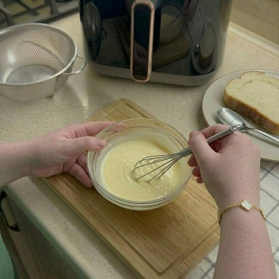 Freshly cooked yogurt toast with set custard center and lightly caramelized golden edges
